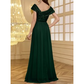 Women's Elegant Wedding Dresses - Formal Evening gowns with Slim Fit & Flowy Train, Bridal party, Prom, Gala - Machine Washable Lace-like Party gowns in - by XinYu, Prom Dress, Fitted Bodice, Shimmering Fabric, Stylish Formalwear, Event Attendees