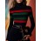 Women'S Bold Striped High-Neck Long Sleeve Crop Top - Vibrant Red & Green Stripes, Stretchy Fabric, Form-Fitting Design, Perfect for Casual or Stylish Outfits, Versatile Fashion Piece | Bold Striped Top | Construction, Crop Top Blouse