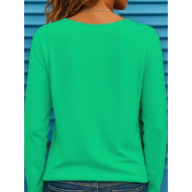 Plus Size Women's Long Sleeve Round Neck T-Shirt New Fashion Letter Print ii 369, Everyday Outfit, Winter Clothing, Trendy Top, Stylish Tee, Medium Stretch, Breathable Shirt, Printed Tshirt, Oversized Top, Fashion Lovers, Bodypositive Wear