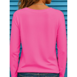 Plus Size Women's Long Sleeve Round Neck T-Shirt New Fashion Letter Print ii 369, Everyday Outfit, Winter Clothing, Trendy Top, Stylish Tee, Medium Stretch, Breathable Shirt, Printed Tshirt, Oversized Top, Fashion Lovers, Bodypositive Wear