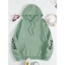 Plus Size smiling face Print Hoodie, Casual Fashion Sweatshirt, Hooded Pocket Drawstring Sweatshirt for Fall & Winter, Women's Clothing