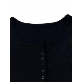 Women's Plus Size 4pcs T-Shirts - Stretchy Breathable V-Neck Button-Front Tops, Non-See-Through Fabric for Gym, Casual, Casual Attire - Black/, Machine Washable Summer Blouses, Workout Tops, Fitted Silhouette, Lightweight Material, Basic Tee, Women