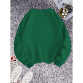 [Mom & Grandma Sweatshirt] 100% Polyester Blessed to be Called Mom & Grandma Women's Plus Size Casual Sweatshirt - Vibrant Green Geometric Print, Machine Washable, Autumn Winter Warmth, Family Gift Idea, Graphic Crewneck Top