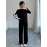 2pcs Women'S Fashion Striped Contrast Color Round Neck T-Shirt and Long Pants Set, Casual Style, Long Sleeve, Loose Fit, Fall/Winter Collection, Pullover Top, Regular Fit, No Belt, Casual Attire|Striped Pattern|Loose Fit Pants
